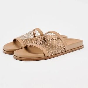 ZARA Rhinestone Mesh Flat Sandal Size US 8